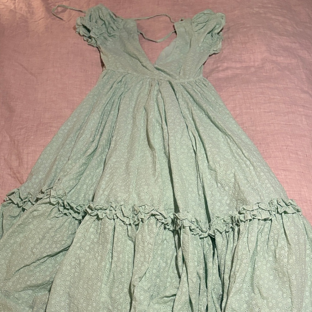 Selkie Mint Green Lace Prairie Dress in Milk Jade size XL - Picture 3 of 9